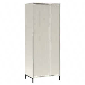 Szafa Linka 80 cm beżowa nowoczesny design wzór w postaci frezowanych ryfli na drzwiach szafy uchwyty krawędziowe wysoka podstawa