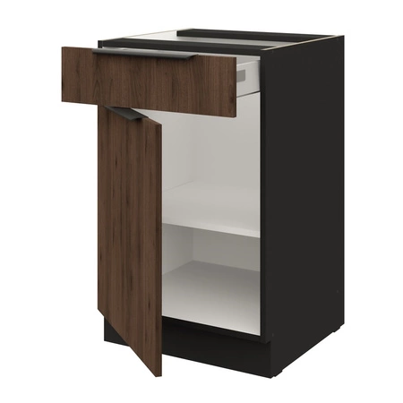 Szafka kuchenna stojąca z szufladą i półką Brianza 50 D 1F 1S BB metalowe uchwyty krawędziowe szafka odporna na działanie wilgoci i uszkodzenia