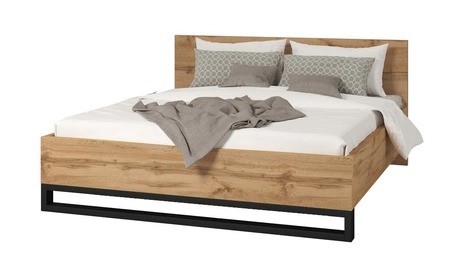 Łóżko Halle S 180x200 dąb wotan stylowy design stabilne łóżko do sypialni o ciekawej stylistyce uniwersalna kolorystyka