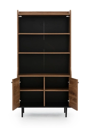 Regał Apallo 80 cm dąb brandy castello charakterystyczny design bryła osadzona na metalowej podstawie zaoblona linia korpusów