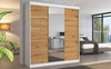 Szafa przesuwna z lustrem Bergen 200 cm biały / dąb artisan klasyczna forma dekoracyjne listwy na frontach szafy do przedpokoju