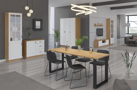 Szafa Scandi 180 cm dąb artisan / biały funkcjonalny mebel klasyczny design idealna szafa do garderoby lub sypialni