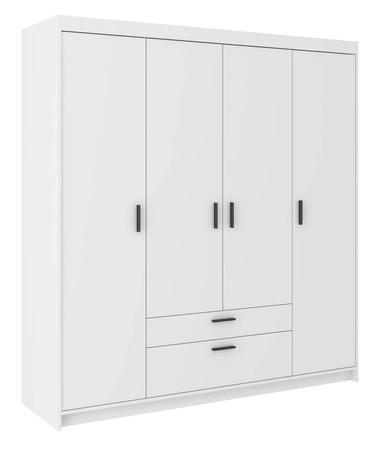 Szafa Rene 176 cm biała nowoczesny design stylowe uchwyty w kolorze czarnym