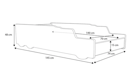 Łóżko Monster Truck 70x140 cm designerskie łóżko z materacem w kształcie samochodu z ozdobnym nadrukiem wykonane z solidnych materiałów