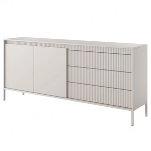 Komoda z szufladami Sesti 187 cm beżowa funkcjonalna i pojemna komoda o wyjątkowym designie idealna do salonu sypialni lub przedpokoju