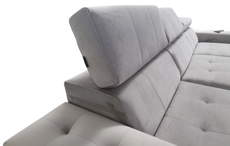 Narożnik z funkcją spania Hampton beżowy lewostronny stylowe pikowania na siedzisku miękka tkanina obiciowa narożnik z dostawką