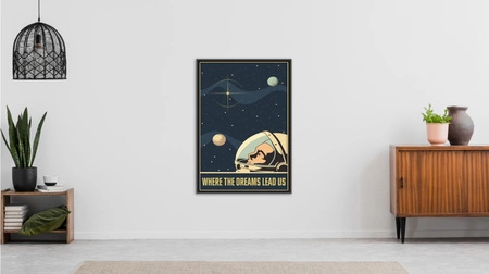 Plakat vintage astronauta 70x100 plakat w ramie precyzyjny wydruk ze stylową grafiką doskonała dekoracja do salonu lub sypialni
