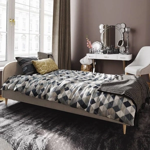 Łóżko tapicerowane Ivrea 90x200 beżowe z zagłówkiem w nowoczesnym stylu idealne do pokoju młodzieżowego lub małej sypialni