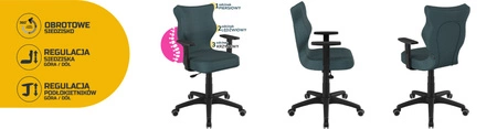 Krzesło do biurka Duo niebieskie dopasowane do wzrostu 146-176,5 cm ergonomiczne siedzisko regulowane podłokietniki odporna tkanina