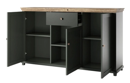 Komoda z szufladą Evora 160 cm funkcjonalna idealna do wnętrz w stylu nowoczesnym klasycznym i skandynawskim