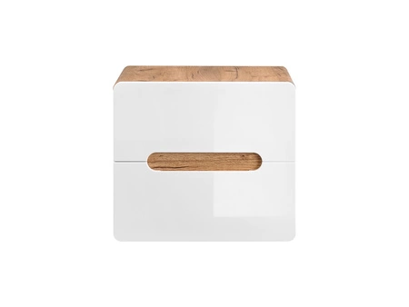 Szafka pod umywalkę nablatową Aruba 60 cm dąb craft złoty / biały połysk stylowy design szafki o zaoblonym kształcie odporna na wilgoć