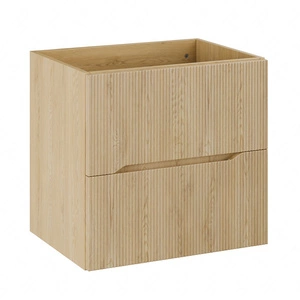 Szafka pod umywalkę Nordic Cremona 60 cm dąb cremona nowoczesna forma szafki do łazienki fronty ozdobione delikatnymi ryflowaniami