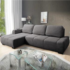 Narożnik z funkcją spania Gentle szary lewostronny stylowy design narożnik rozkładany charakteryzujący się obłym kształtem