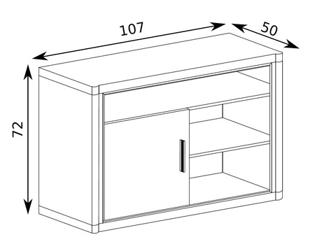 Szafka RTV Dallas 107 cm dąb truflowy / czarny elegancka stylistyka mebla wzbogacona o stylowe czarne dodatki szafka z drzwiami