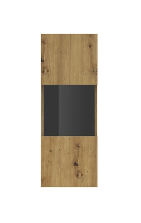 Szafka wisząca Ava 36 cm dąb artisan / czarny elegancka witryna do salonu idealna do każdego wnętrza elementy z bezpiecznego szkła hartowanego