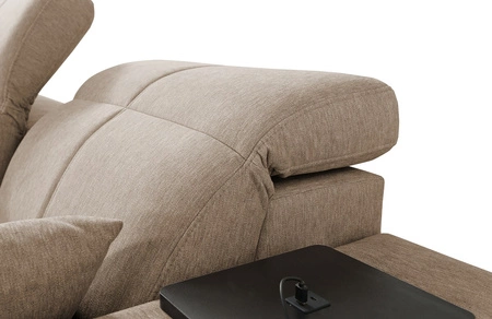 Narożnik z funkcją spania Tesalia III szary popiel lewostronny komfortowy narożnik z przesuwanym oparciem dwa pojemniki na pościel