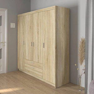 Szafa Rene 176 cm dąb sonoma jasny nowoczesny design stylowe uchwyty w kolorze srebrnym