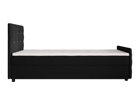 Łóżko kontynentalne Kansas 120x200 czarne w nowoczesnym skandynawskim stylu z tapicerowanym zagłówkiem oraz zanóżkiem