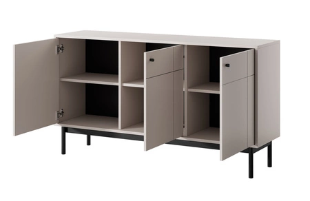 Komoda Modesta 154 cm beżowa prosta konstrukcja doskonała komoda do salonu lub sypialni w stylu japońskim wysokie drewniane nogi