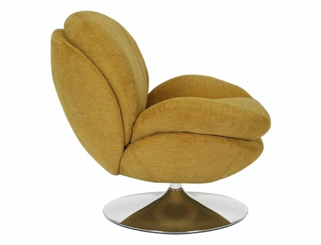 Fotel Brigitte żółty funkcjonalny oraz nowoczesny fotel obrotowy z chromowaną podstawą komfortowy podczas wypoczynku