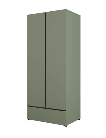 Szafa Cross 89 cm zielona prosta forma w nowoczesnym wydaniu idealna szafa do sypialni lub garderoby geometryczny kształt pojemna szuflada