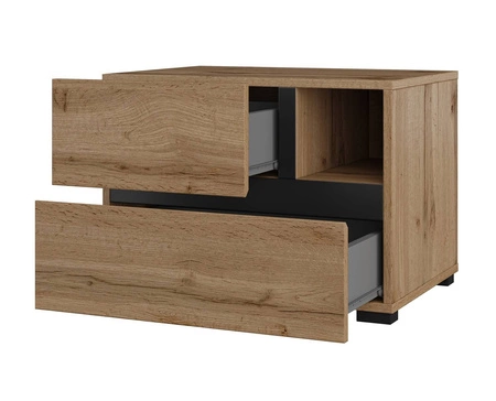 Szafka nocna Cross dąb wotan szafka z szufladami do sypialni nowoczesny design prosta forma pojemne szuflady