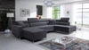 Narożnik z funkcją spania Nausa VI grafitowy lewostronny stylowy narożnik do salonu o komfortowym wykończeniu miękka tkanina typu velvet