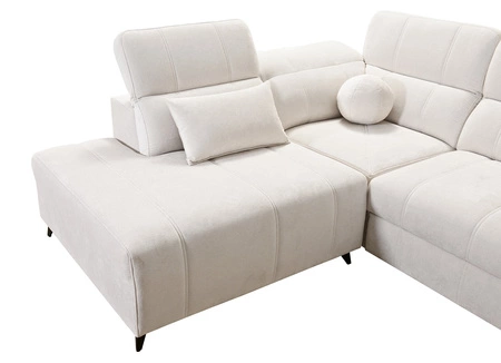 Narożnik z funkcją spania Penejos XI zielony lewostronny wygodny narożnik z regulowanymi zagłówkami i dwoma pojemnikami na pościel