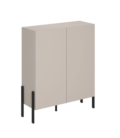 Zestaw mebli do salonu Jukon beżowy elegancka forma mebla w nowoczesnym stylu system otwierania push to open metalowe czarne nogi