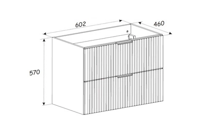 Zestaw mebli łazienkowych Adeel czarny nowoczesne meble do łazienki z ryflowanymi frontami wysoka odporność na działanie wilgoci
