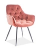 Krzesło tapicerowane Cherry 43x45 cm antyczny róż nowoczesne oraz funkcjonalne krzesło kubełkowe z metalowymi nogami 