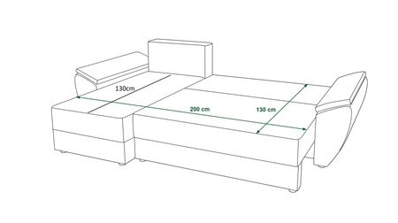 Narożnik z funkcją spania Fogu II miodowy lewostronny stylowy narożnik z komfortowymi podłokietnikami i pojemnikiem na pościel