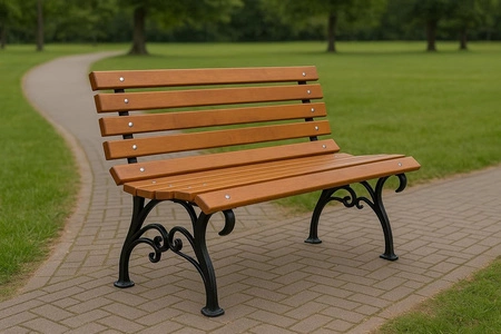 Ławka ogrodowa 180 cm FIEM-13-LKL-180 żeliwna z oparciem drewno olchowe lakierowana