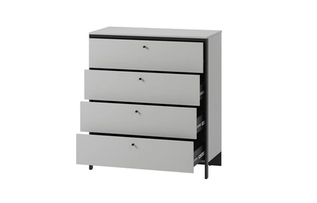 Zestaw mebli do sypialni Gris szary / czarny / dąb natura nowoczesna konstrukcja mebli z klimatycznym oświetleniem subtelne uchwyty