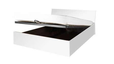 Łóżko Penelopa 160x200 cm z pojemnikiem na pościel białe funkcjonalny mebel do sypialni lub pokoju młodzieżowego