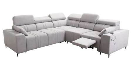 Narożnik z funkcją spania Castel III Lux jasny brąz prawostronny niezwykle komfortowy narożnik do salonu z wysuwanym podnóżkiem