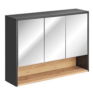 Szafka łazienkowa wisząca z lustrem Borneo 100 cm szary / dąb artisan pojemna szafka o nowoczesnym designie wyrazista kolorystyka