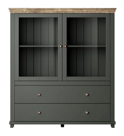 Zestaw mebli do salonu Evora butelkowa zieleń / dąb lefkas zachwyci miłośników wyrazistych wnętrz atrakcyjny wygląd oraz funkcjonalność