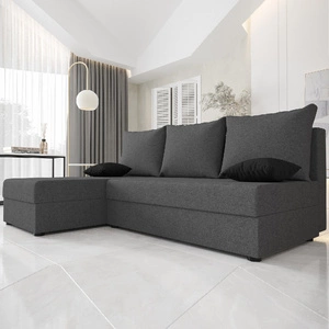 Narożnik z funkcją spania Bowers grafitowy lewostronny narożnik z pojemnikiem na pościel gwarancja najwyższego komfortu