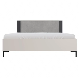 Łóżko Estan 160x200 cm beżowy / antracyt idealne łóżko do sypialni obrzeża wykończone okleiną ABS designerski tapicerowany zagłówek