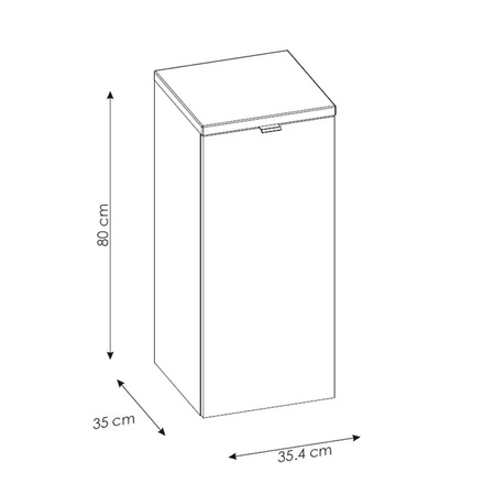 Szafka łazienkowa wisząca Capri 35 cm dąb craft złoty / biały połysk funkcjonalna szafka wyposażona w kosz na pranie metalowy uchwyt