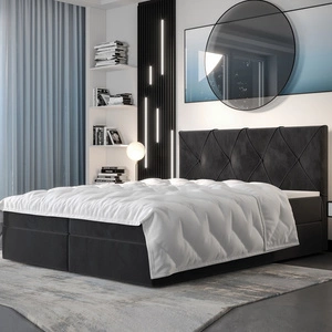 Łóżko kontynentalne Arvada 140x200 grafitowe w nowoczesnym skandynawskim stylu z tapicerowanym zagłówkiem