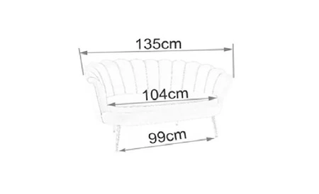 Sofa Camellia antyczny róż prosta i stylowa sofa wpisująca się w każdą aranżację sofa muszelka ze złotymi nogami