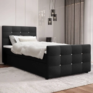 Łóżko kontynentalne Kansas 120x200 czarne w nowoczesnym skandynawskim stylu z tapicerowanym zagłówkiem oraz zanóżkiem