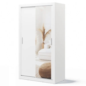 Szafa przesuwna z lustrem Arti 120 cm biała funkcjonalna szafa do sypialni lub pokoju młodzieżowego drzwi szafy wykończone lustrami