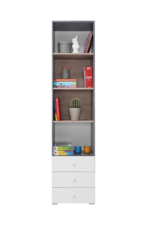 Zestaw mebli Epsilon beton / biały / dąb idealna propozycja do pokoju młodzieżowego lub dziecięcego w modnym stylu