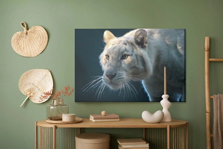 Obraz na płótnie biały tygrys 100x70 cm ponadczasowa ozdoba każdego wnętrza obraz w stonowanej kolorystyce wysoka jakość wykonania