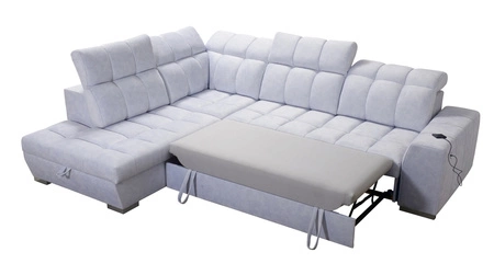 Narożnik z funkcją spania Luigi VII grafitowy lewostronny komfortowy narożnik rozkładany utrzymany w nowoczesnej formie