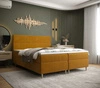 Łóżko kontynentalne Bing 140x200 musztardowy w nowoczesnym skandynawskim stylu z charakterystycznym wezgłowiem