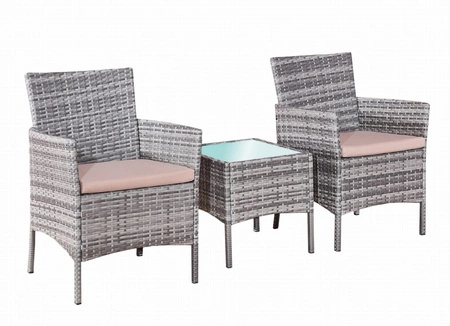 Zestaw mebli ogrodowych Sano szary nowoczesne wzornictwo stylowy design niewielkich wymiarów komplet idealny na balkon